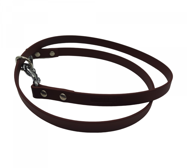 Attache Biothane marron pour pierre à sel pour cheval avec mousqueton