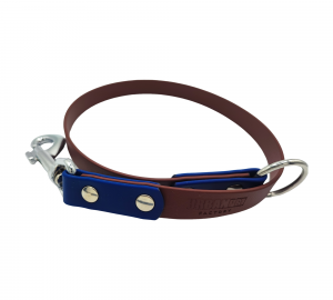 Attache Biothane marron et bleu roi 19 mm pour pierre à sel – cheval