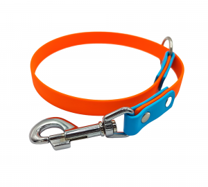 Attache pour pierre à sel en Biothane orange et bleu ciel – 19 mm – Cheval – Urban Pet Factory