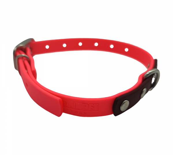 Collier pour chien en biothane 13 mm, rose fluo avec embout marron foncé et rivets argentés – Urban Pet Factory.
