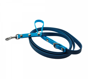 Laisse simple 2m bleu pétrole et bleu ciel - 13mm