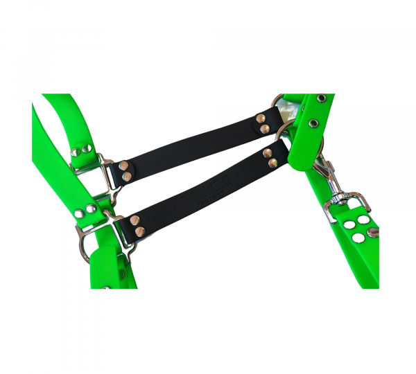 Licol cheval en Biothane vert fluo et noir avec bouclerie métallique – UrbanPet Factory