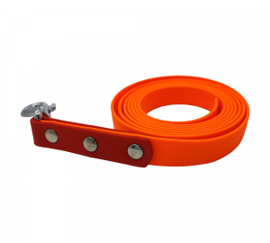 Longe pour cheval en Biothane orange fluo avec poignée rouge et mousqueton – modèle UrbanPet