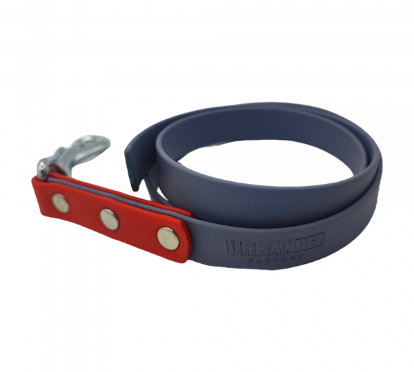 Longe SP en Biothane gris bleu avec embout rouge, pour chien – Urban Pet Factory.