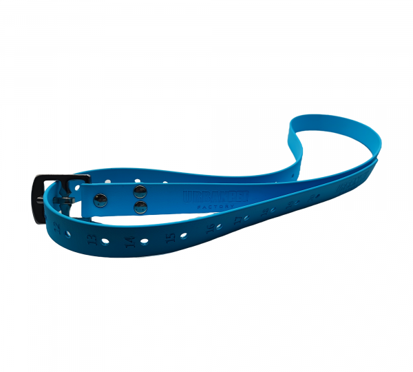 Paire d’étrivières en Biothane bleu, avec marquage numéroté pour un ajustement précis et rapide.
