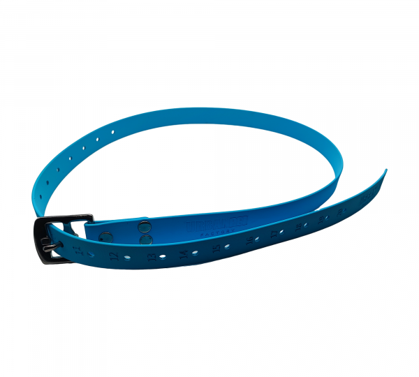 Paire d’étrivières en Biothane bleu, avec marquage numéroté pour un ajustement précis et rapide.