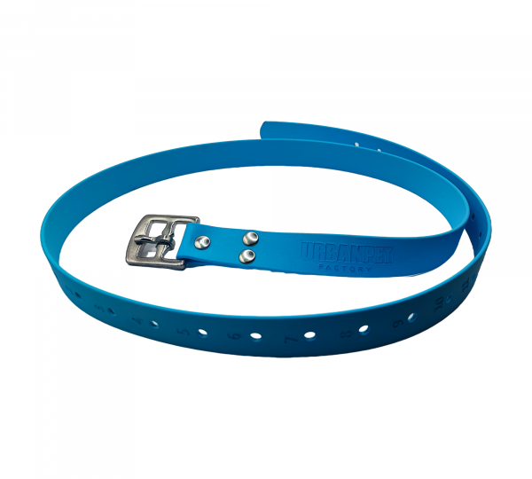 Paire d’étrivières en Biothane bleu, avec marquage numéroté pour un ajustement précis et rapide.