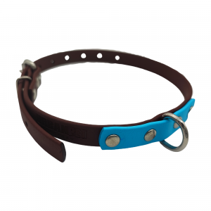 Collier S marron et bleu ciel - boucle rouleau - 13mm