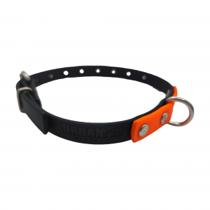 Collier XS noir et orange - boucle rouleau - 13mm