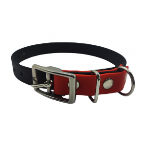 Collier M noir et rouge - boucle double / sans œillet - 19mm