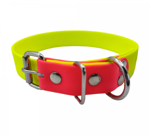 Collier L jaune fluo et rose fluo - boucle rouleau / sans œillet - 25mm