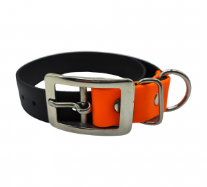 Collier M noir et orange - boucle double / sans œillet - 25mm
