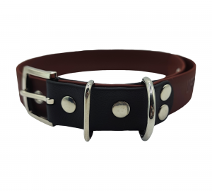 Collier XL marron et noir - boucle simple / avec œillets - 25mm