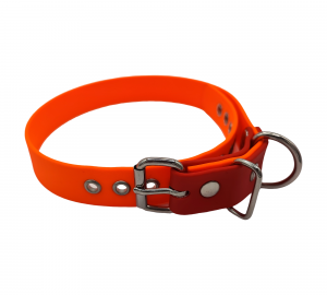 Collier XL orange et rouge - boucle rouleau / avec œillets - 25mm