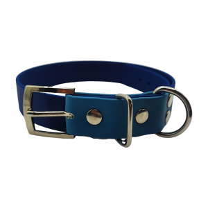 Collier L bleu marine et bleu pétrole - boucle simple / sans œillet - 25mm