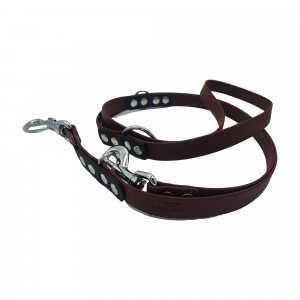 Laisse multipositions marron et noir - 19mm