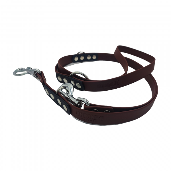 Laisse multipositions marron et noir - 19mm