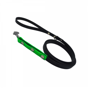 Laisse simple 1m50 noir et vert fluo - 13mm